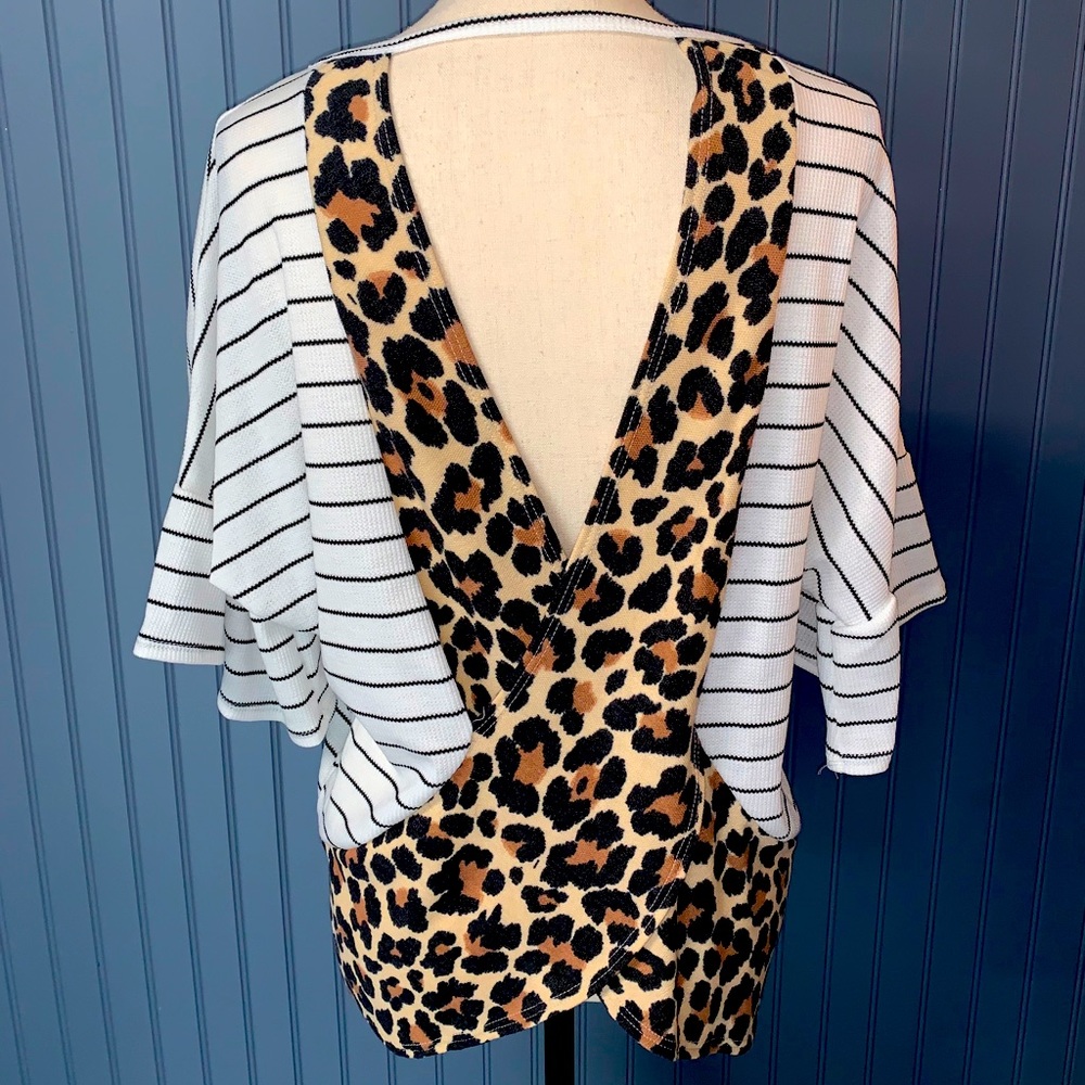 Striped and Leopard Open Back Top